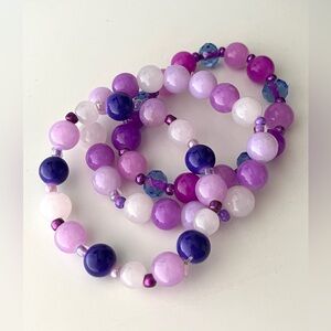 Purple Glass beads bracelets set